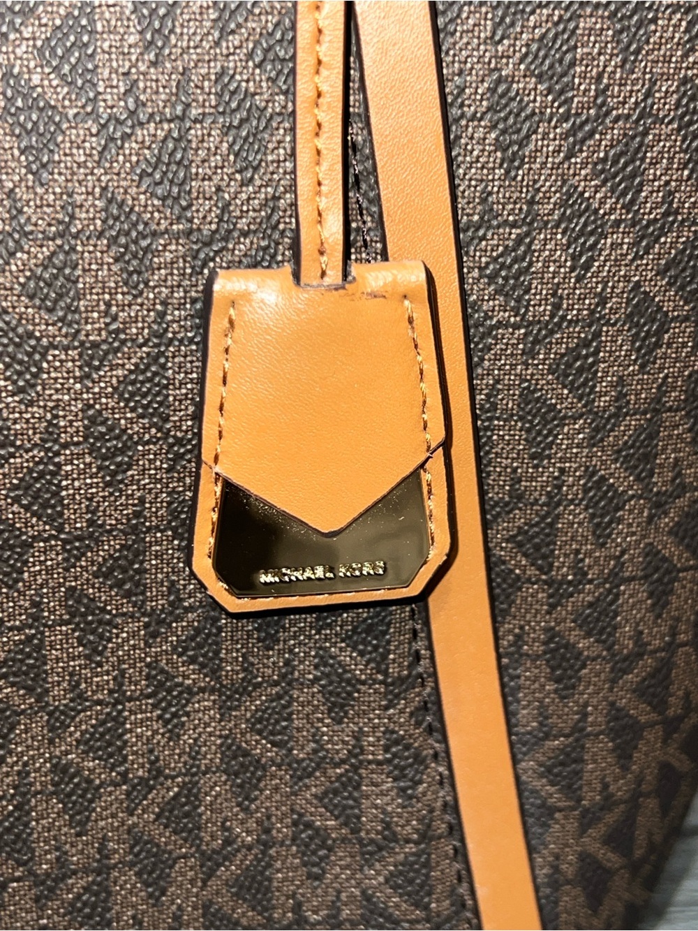 MICHAEL KORS Whitney Medium Leather Brown Signature Logo Handbag Tote - Picture 6 of 13